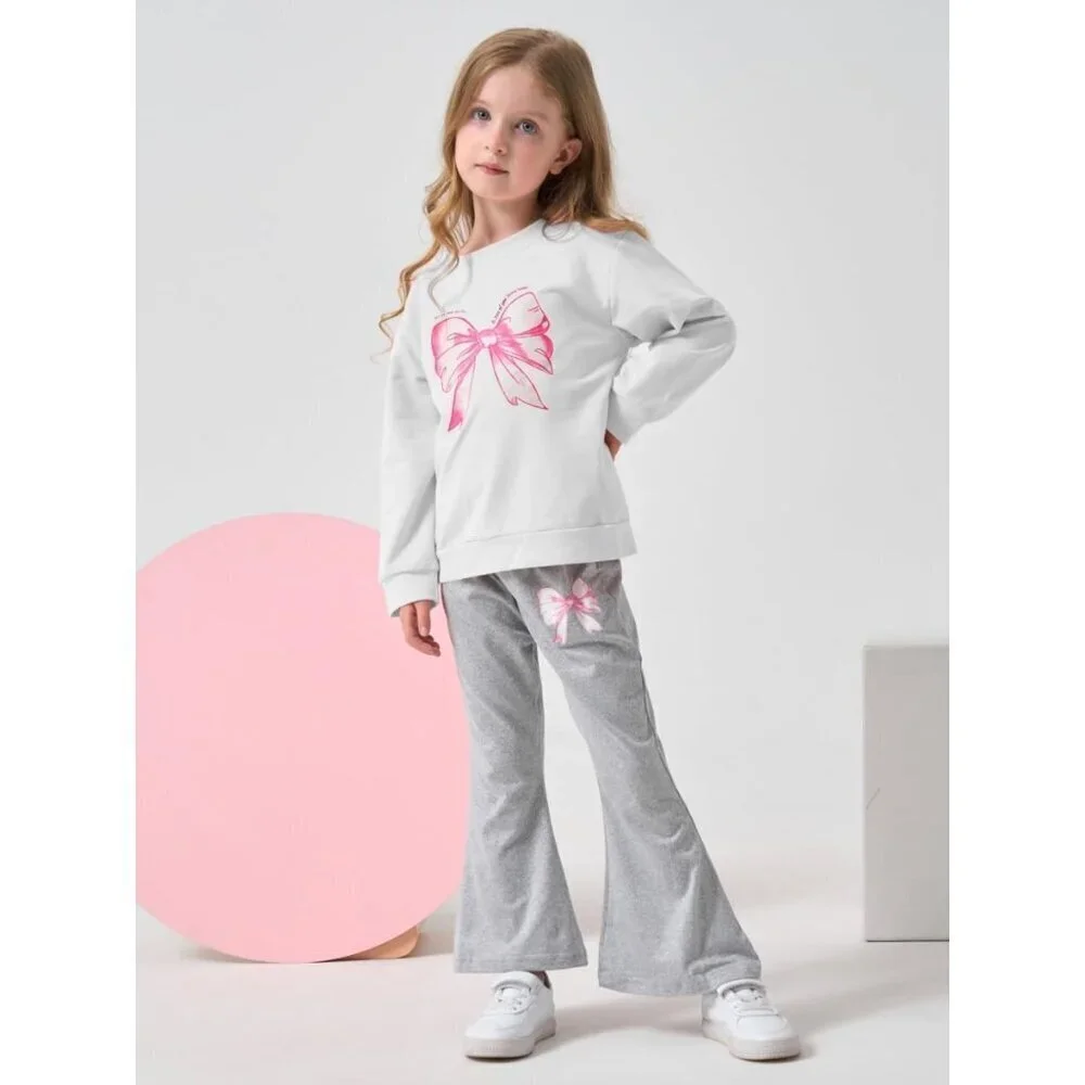 Toddler Kid Girls Clothes Butterfly Sweatshirt & Flare Leg Pants Fall Winter for